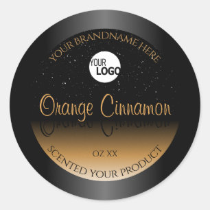 Adesivo Redondo Na moda Black Orange Product Labels Logotipo Glitt