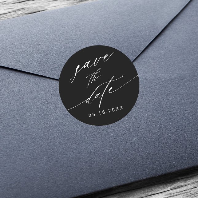 Adesivo Redondo Na moda Black & White Wedding (Casamento preto e b (Criador carregado)