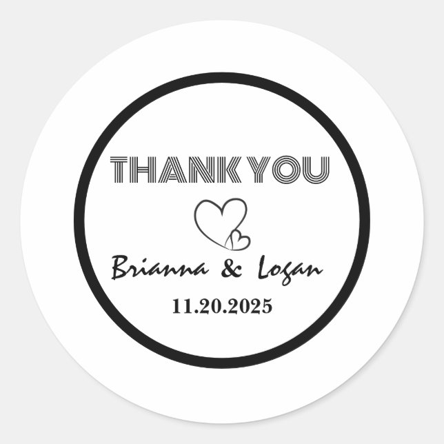 Adesivo Redondo Na moda Black & White Wedkers (Frente)