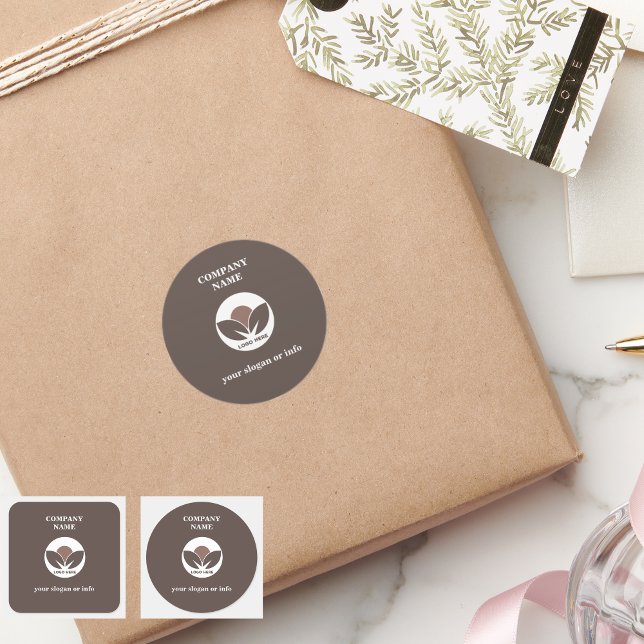 Adesivo Redondo Na moda Business Logo Sticker | Mocha Mousse (Stylish Business Logo Sticker |  Mocha Mousse )