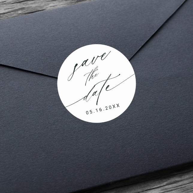 Adesivo Redondo Na moda Calligrafia Casamento Salva a Data (Criador carregado)