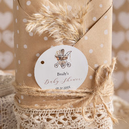 Adesivo Redondo Na moda Carruagem Flores Chá de fraldas de Pastel 