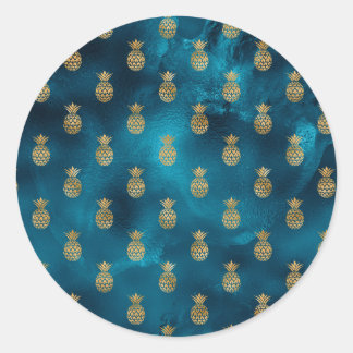 Adesivo Redondo Na moda Chic Elegante Dourado Shell Teal