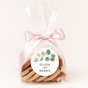 Adesivo Redondo Na moda de eucalipto elegante mínimo moderno