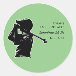 Adesivo Redondo Na moda de Golfer Bachelor Party Golfing Classic