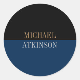 Adesivo Redondo Na moda de Tendência de Texto Negrito Azul Preto