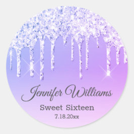 Adesivo Redondo na moda doce 16 relíquias púrpura