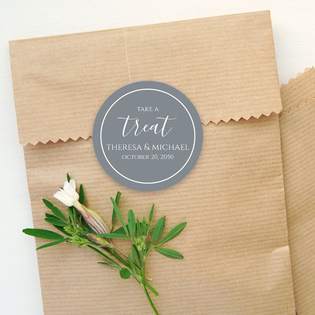 Adesivo Redondo Na moda Dusty Blue Simple Tome Uma Caligrafia (Criador carregado)