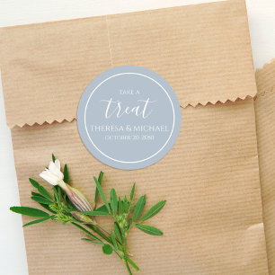 Adesivo Redondo Na moda Dusty Blue Simple Tome Uma Caligrafia