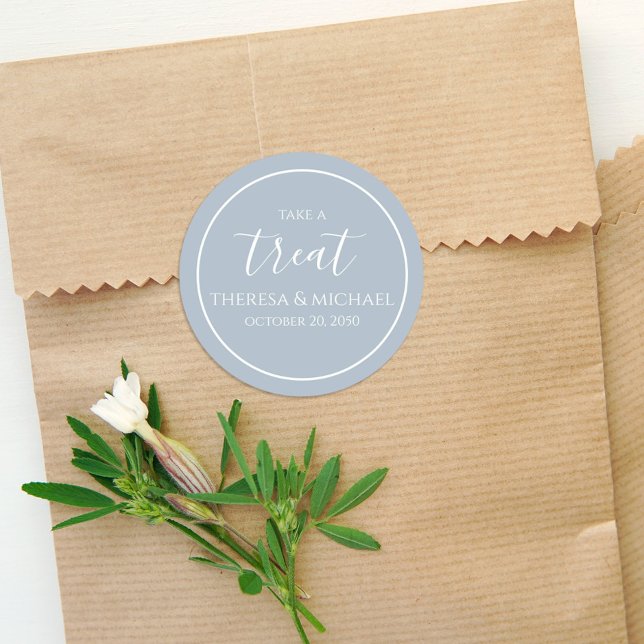 Adesivo Redondo Na moda Dusty Blue Simple Tome Uma Caligrafia (Criador carregado)