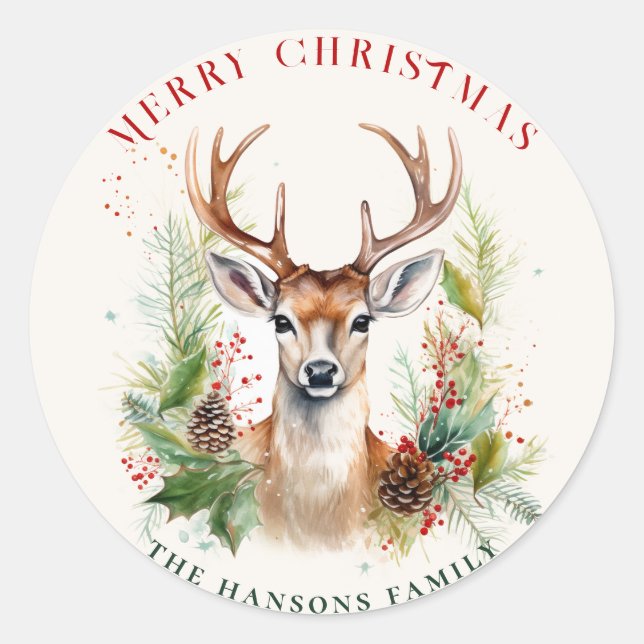 Adesivo Redondo Na moda e Elegante Vestido Natal Personalizado (Frente)