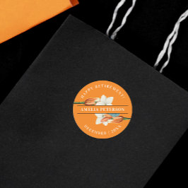 Adesivo Redondo Na moda Elegante Laranja Branco Lily Retro Floral