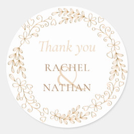 Adesivo Redondo Na moda Floral Garland Obrigado