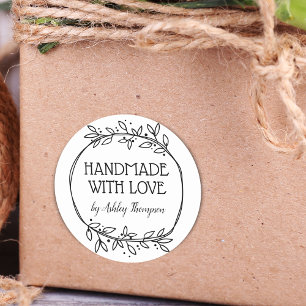 Adesivo Redondo Na moda Greenerescente Feita À Mão Com Nome De A