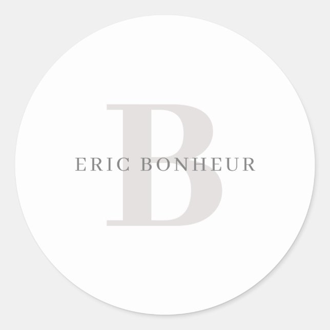 Adesivo Redondo Na moda Modern Name & Monograma (Frente)