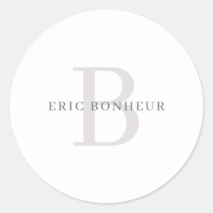 Adesivo Redondo Na moda Modern Name & Monograma