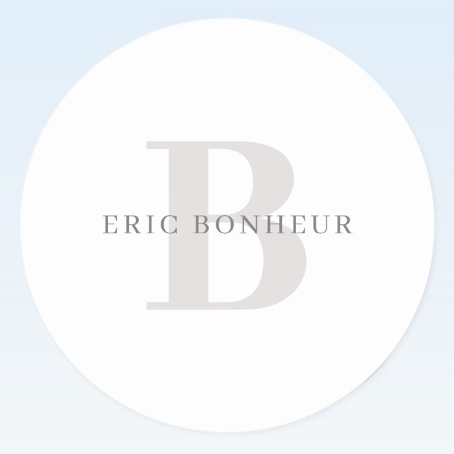 Adesivo Redondo Na moda Modern Name & Monograma (Criador carregado)