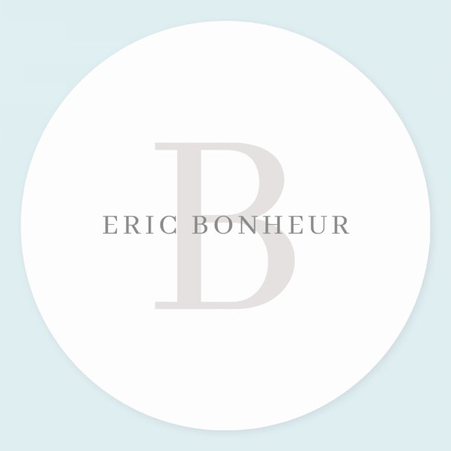 Adesivo Redondo Na moda Modern Name & Monograma (Criador carregado)