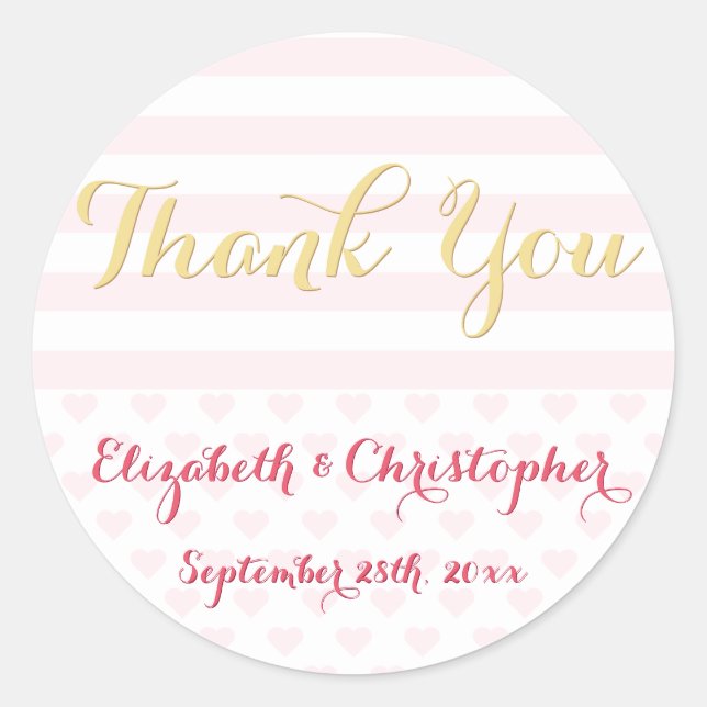 Adesivo Redondo Na moda Moderno Casamento Elegante Obrigado A Favo (Frente)