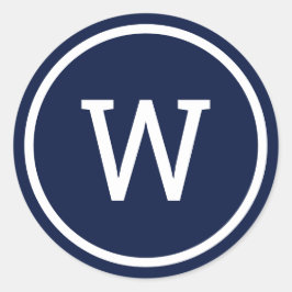 Adesivo Redondo Na moda Moderno Monograma Marinho Azul