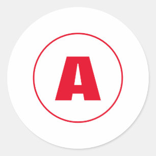 Adesivo Redondo Na moda Moderno Monograma Vermelho - Letra Inicial