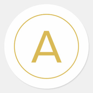 Adesivo Redondo Na moda Monograma inicial - Letra Dourada branca