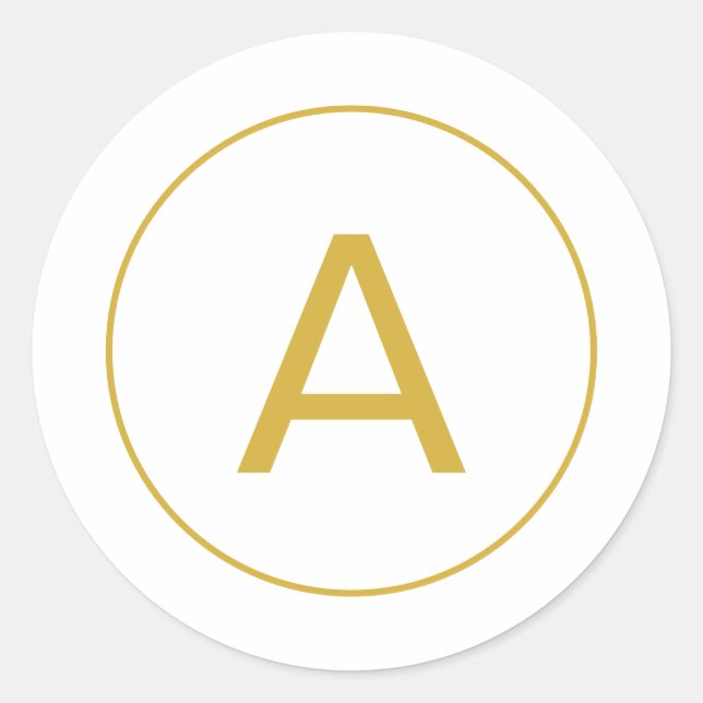 Adesivo Redondo Na moda Monograma inicial - Letra Dourada branca (Frente)