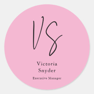 Adesivo Redondo Na moda Monograma Rosa claro profissional