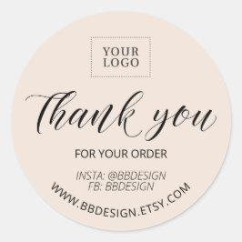 Adesivo Redondo Na moda para pequenas empresas Beige Obrigado ades