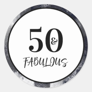 Adesivo Redondo Na moda preto e branco 50 e aniversário fabuloso