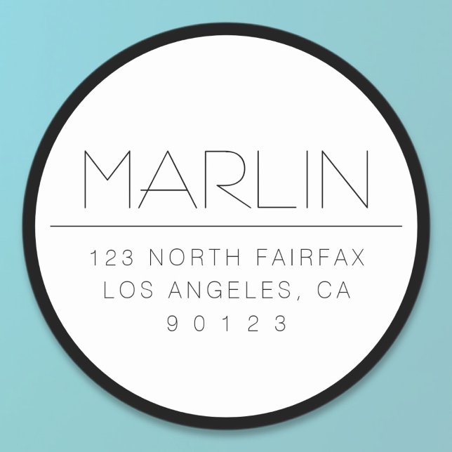 Adesivo Redondo Na moda preto e branco com borda (Criador carregado)