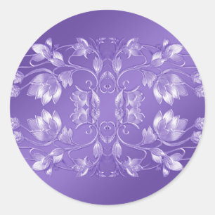 Adesivo Redondo Na moda Purple Floral Round Sticker