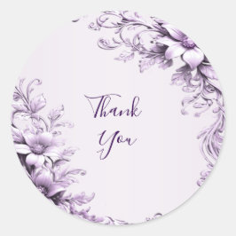 Adesivo Redondo Na moda Púrpura Flores Vinheta