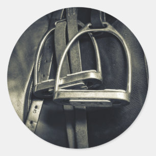 Adesivo Redondo Na moda Silver Stirrups em Inglês Riding Saddle