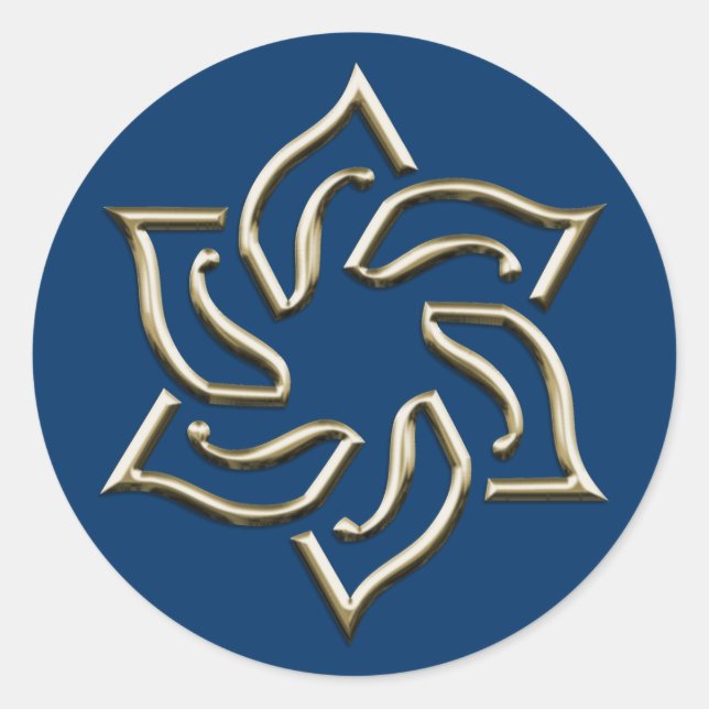 Adesivo Redondo Na moda Star de David (Frente)