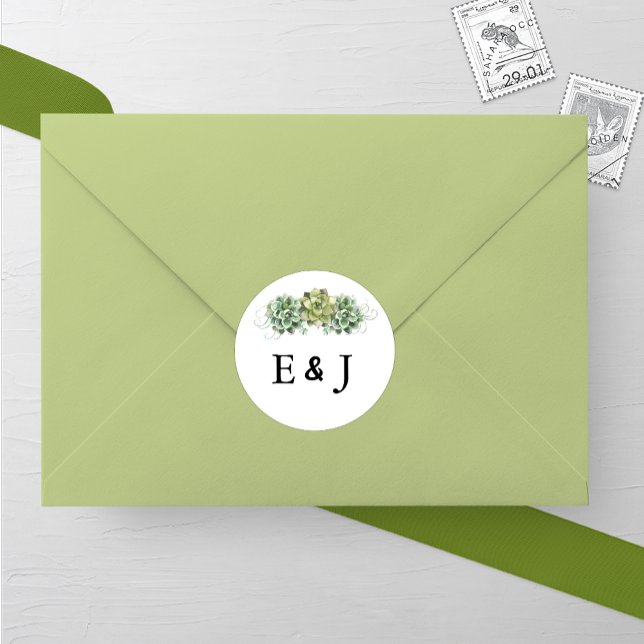 Adesivo Redondo Na moda Succulent Wedding (Criador carregado)