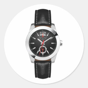 Adesivo Redondo Na moda Timepece do Lúxo Cronógrafo Negro