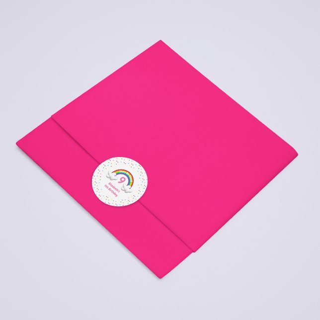 Adesivo Redondo Na Nuvem 9! Rainbow Birthday (Criador carregado)