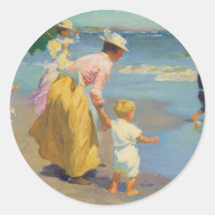 Adesivo Redondo Na praia - Edward Potthast