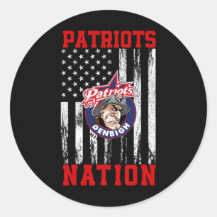 Adesivo Redondo Nação De Logotipo Do Patriots Denbigh Hs