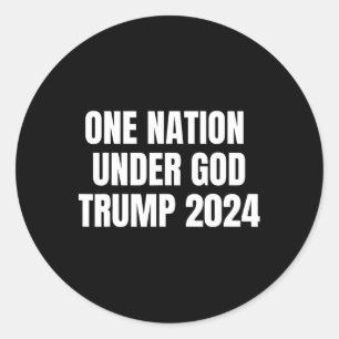 Adesivo Redondo Nação Sob Deus Trump 2024 God American Flag Jesu