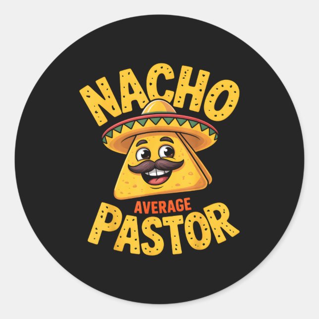 Adesivo Redondo Nacho Average Pastor Funny Christian  (Frente)