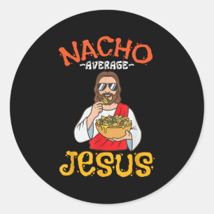 Adesivo Redondo Nacho Jesus Médio Engraçado Cristão