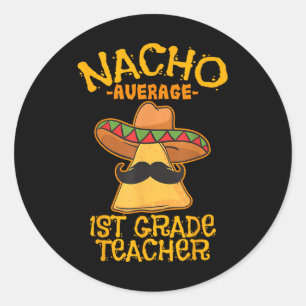 Adesivo Redondo Nacho Média 11 Professora Classe rua Cinco Grau