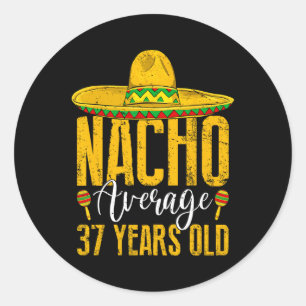 Adesivo Redondo Nacho Média 37 Anos 37 Anos Cinco de Aniversário