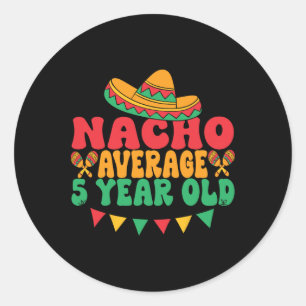 Adesivo Redondo Nacho Média 5 anos Cinco anos Cinco de Mayo 5 Birt