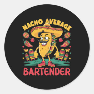 Adesivo Redondo Nacho Média Bartender Cinco De Mayo Funn Mexicano