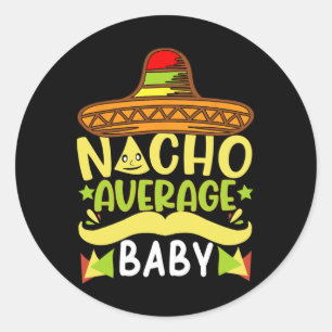Adesivo Redondo Nacho Média Bebê Engraçado Cinco De Mayo