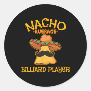 Adesivo Redondo Nacho Média Billiard Player Cinco De Mayo Mexica