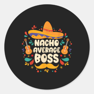 Adesivo Redondo Nacho Média Boss Cinco De Mayo Fiesta Sombrero H